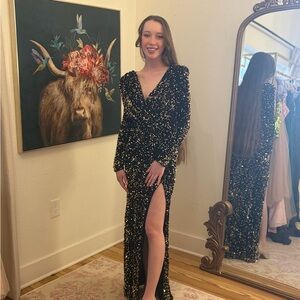 Stunning Black and Gold Sequin Gown